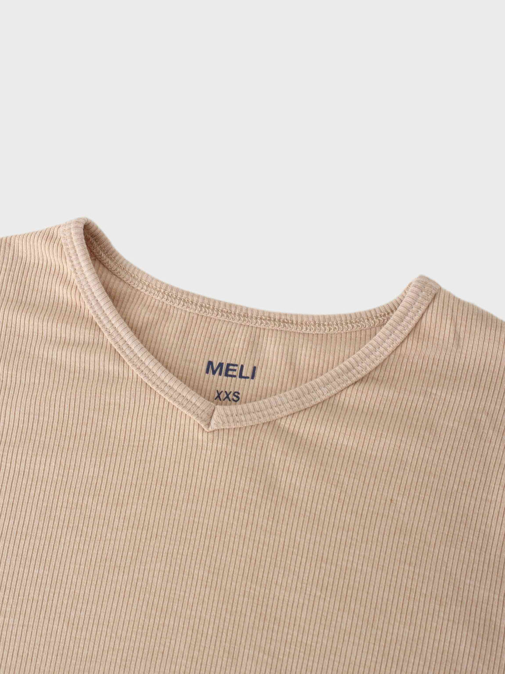 HIGH V RIBBED TEE - 3Q - TAN