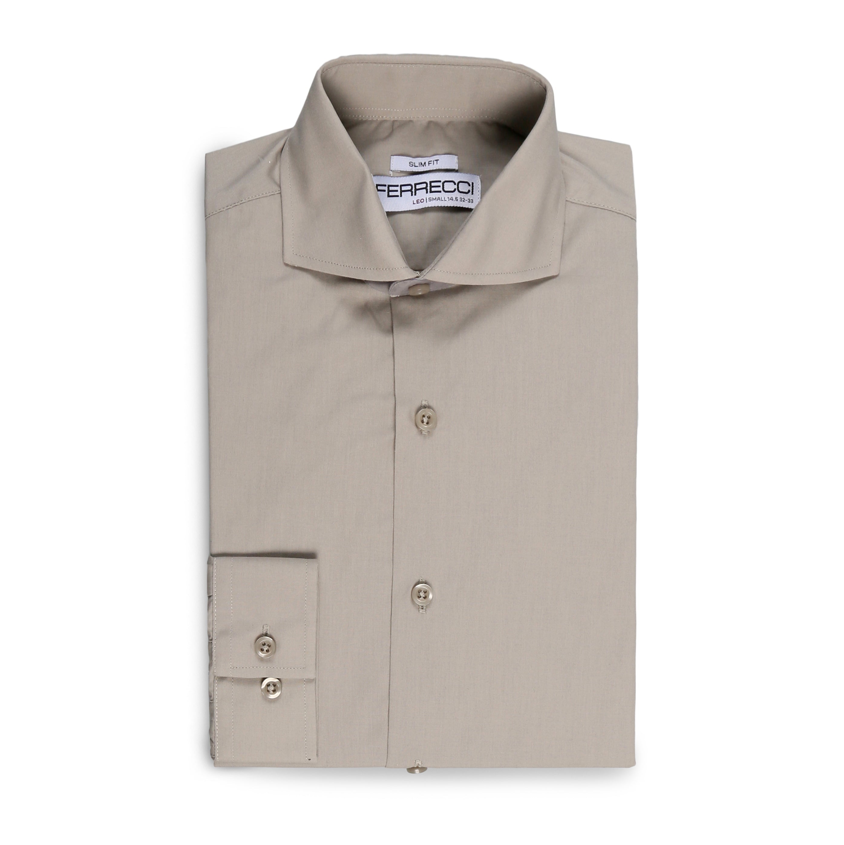 Leo Mens Grey Slim Fit Cotton Dress Shirt